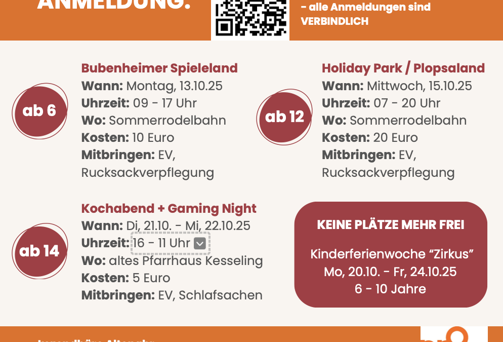 Herbstferienprogramm des Jugendbüros Altenahr – Spiel, Spaß und Abenteuer für alle Altersgruppen